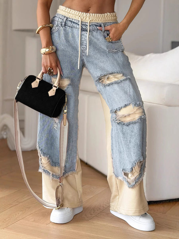Patchwork Wide-Leg Jeans