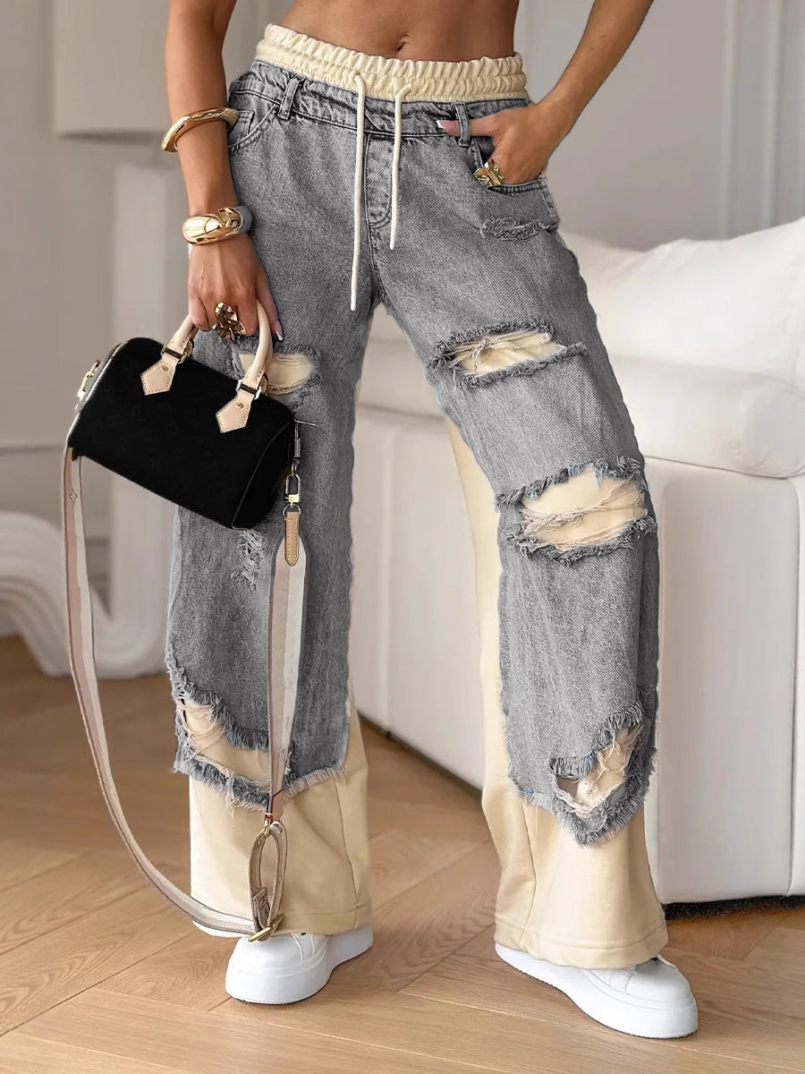 Patchwork Wide-Leg Jeans